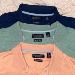 Roundtree & Yorke Supima Polo Shirt Trio - Navy, Sage, and Peach